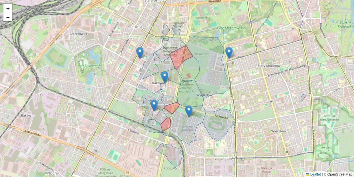 Szczegółowa mapa kodu pocztowego 02-091 z granicami, sąsiednimi kodami pocztowymi i urzędami pocztowymi