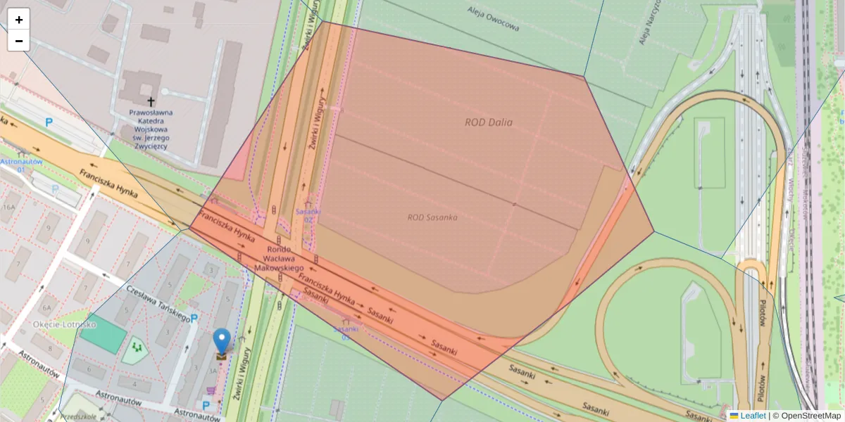 Szczegółowa mapa kodu pocztowego 02-144 z granicami, sąsiednimi kodami pocztowymi i urzędami pocztowymi