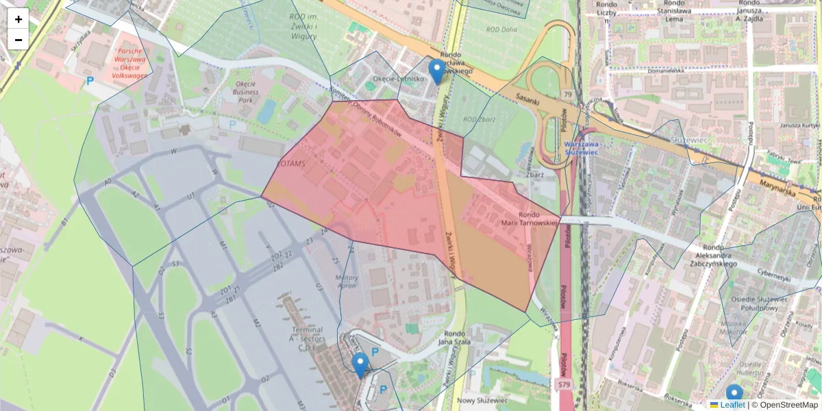 Szczegółowa mapa kodu pocztowego 02-148 z granicami, sąsiednimi kodami pocztowymi i urzędami pocztowymi