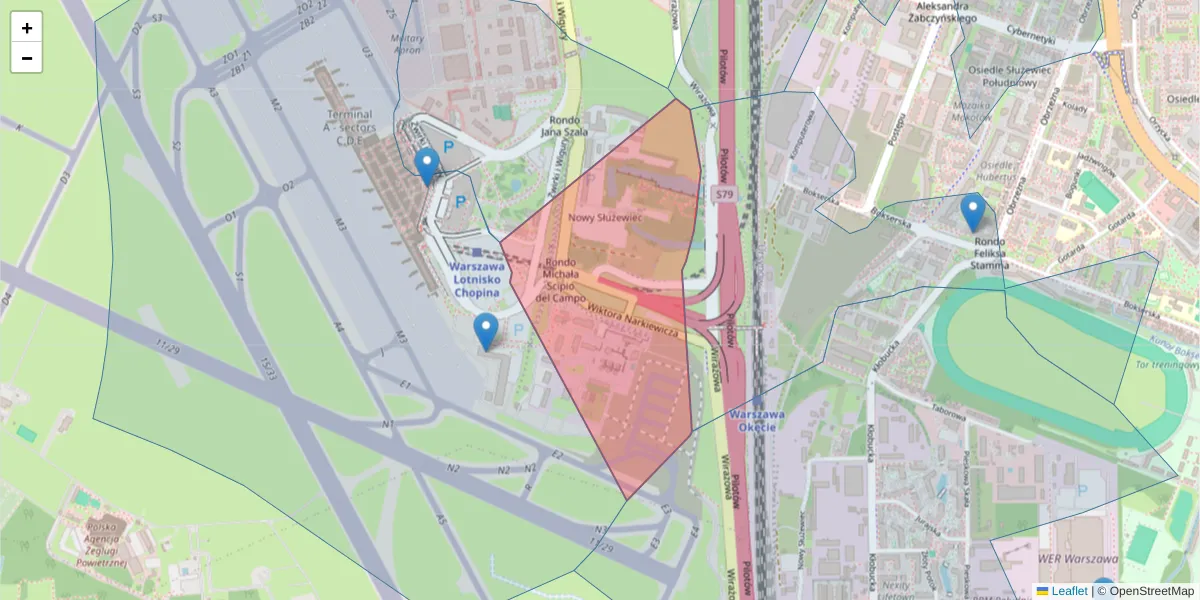 Szczegółowa mapa kodu pocztowego 02-159 z granicami, sąsiednimi kodami pocztowymi i urzędami pocztowymi