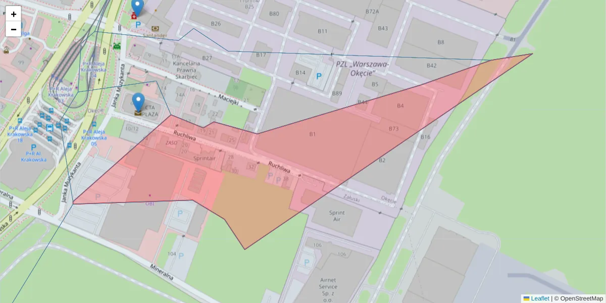 Szczegółowa mapa kodu pocztowego 02-182 z granicami, sąsiednimi kodami pocztowymi i urzędami pocztowymi