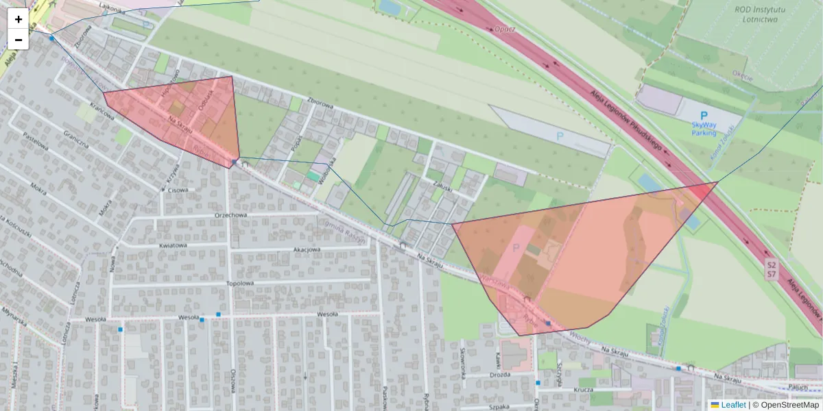 Szczegółowa mapa kodu pocztowego 02-197 z granicami, sąsiednimi kodami pocztowymi i urzędami pocztowymi