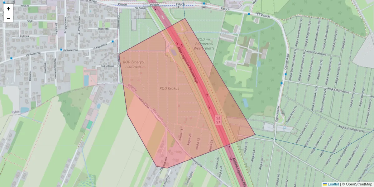 Szczegółowa mapa kodu pocztowego 02-198 z granicami, sąsiednimi kodami pocztowymi i urzędami pocztowymi