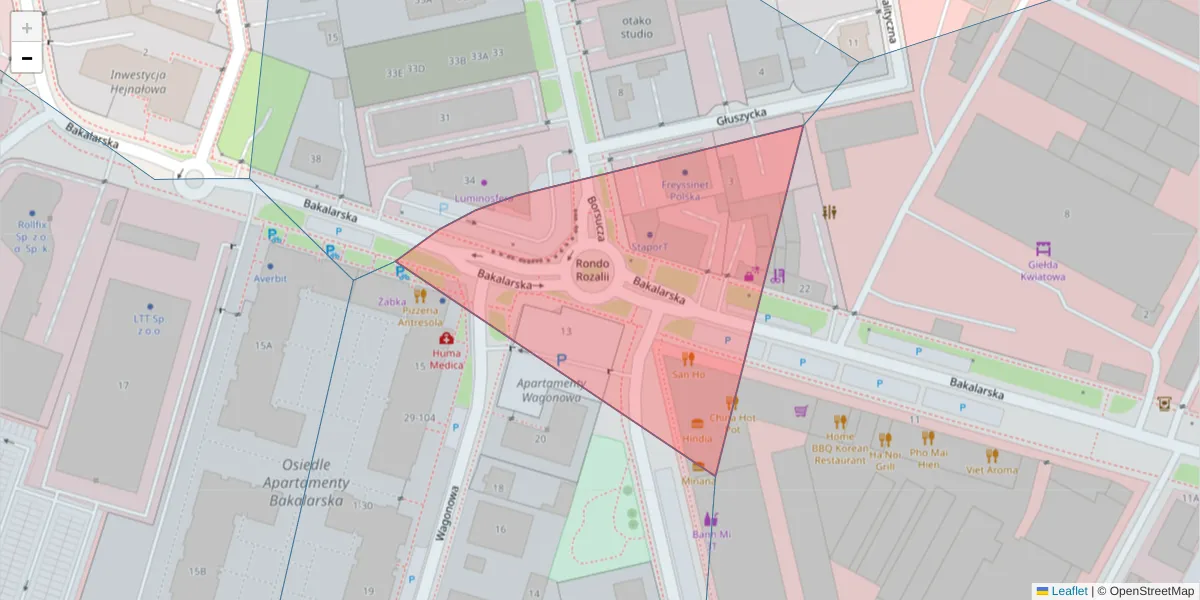 Szczegółowa mapa kodu pocztowego 02-212 z granicami, sąsiednimi kodami pocztowymi i urzędami pocztowymi