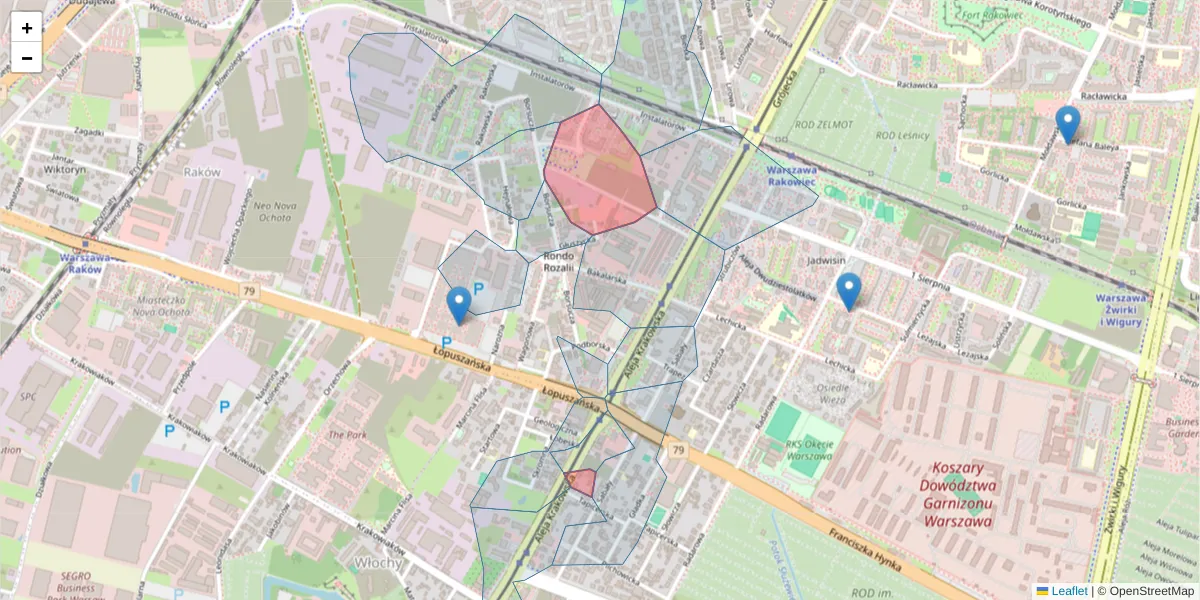 Szczegółowa mapa kodu pocztowego 02-214 z granicami, sąsiednimi kodami pocztowymi i urzędami pocztowymi
