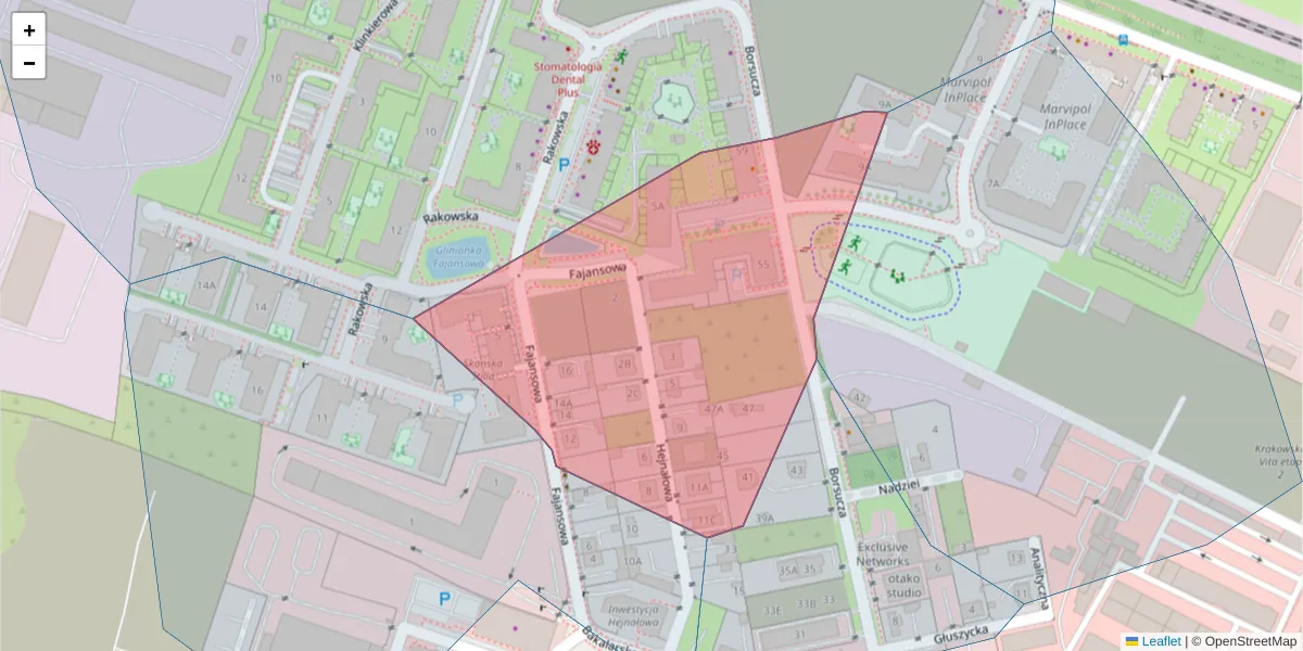 Szczegółowa mapa kodu pocztowego 02-216 z granicami, sąsiednimi kodami pocztowymi i urzędami pocztowymi