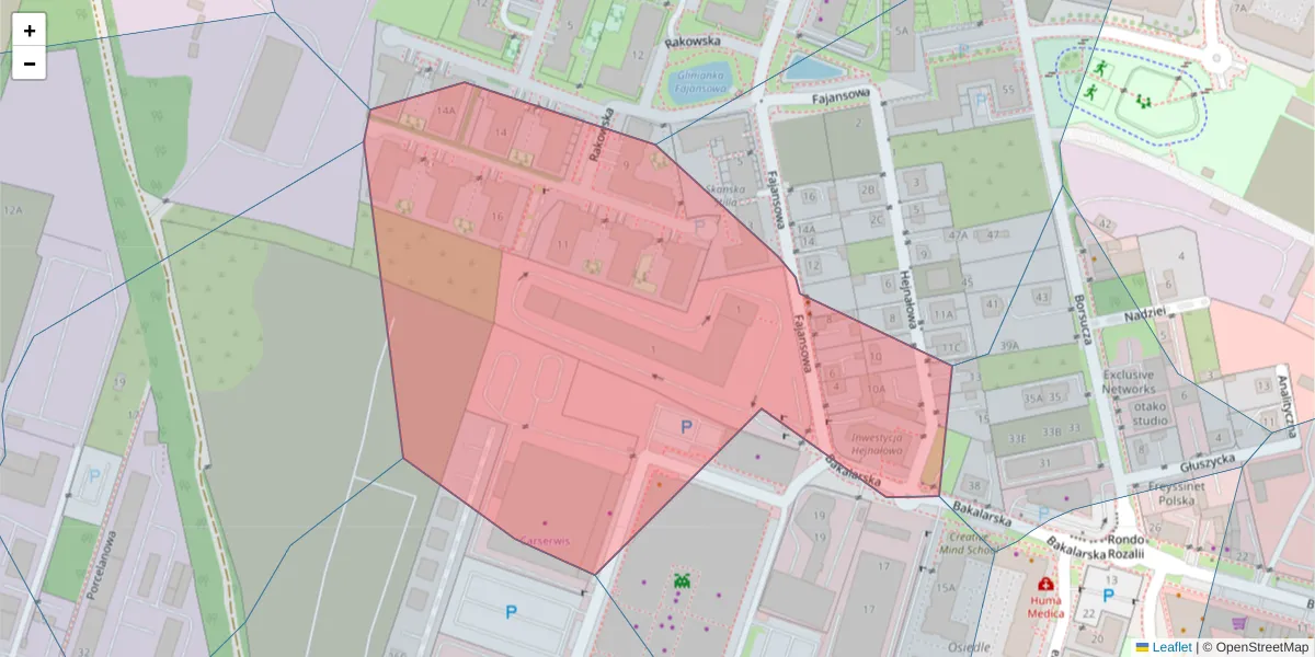 Szczegółowa mapa kodu pocztowego 02-217 z granicami, sąsiednimi kodami pocztowymi i urzędami pocztowymi