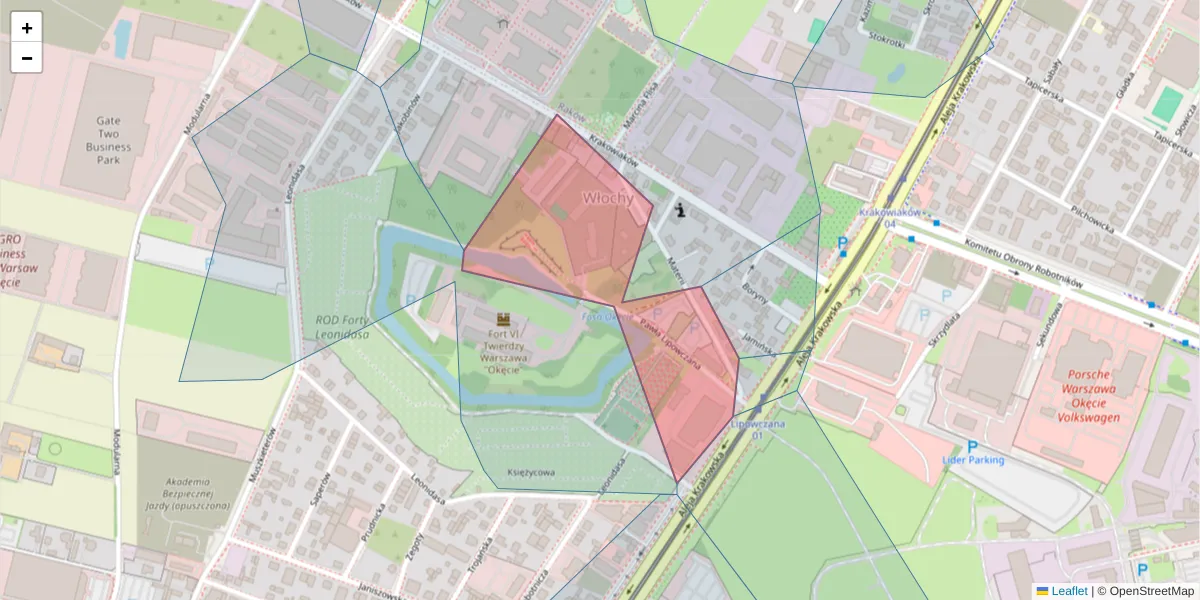 Szczegółowa mapa kodu pocztowego 02-258 z granicami, sąsiednimi kodami pocztowymi i urzędami pocztowymi