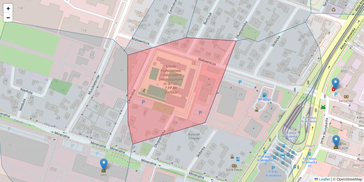 Szczegółowa mapa kodu pocztowego 02-272 z granicami, sąsiednimi kodami pocztowymi i urzędami pocztowymi