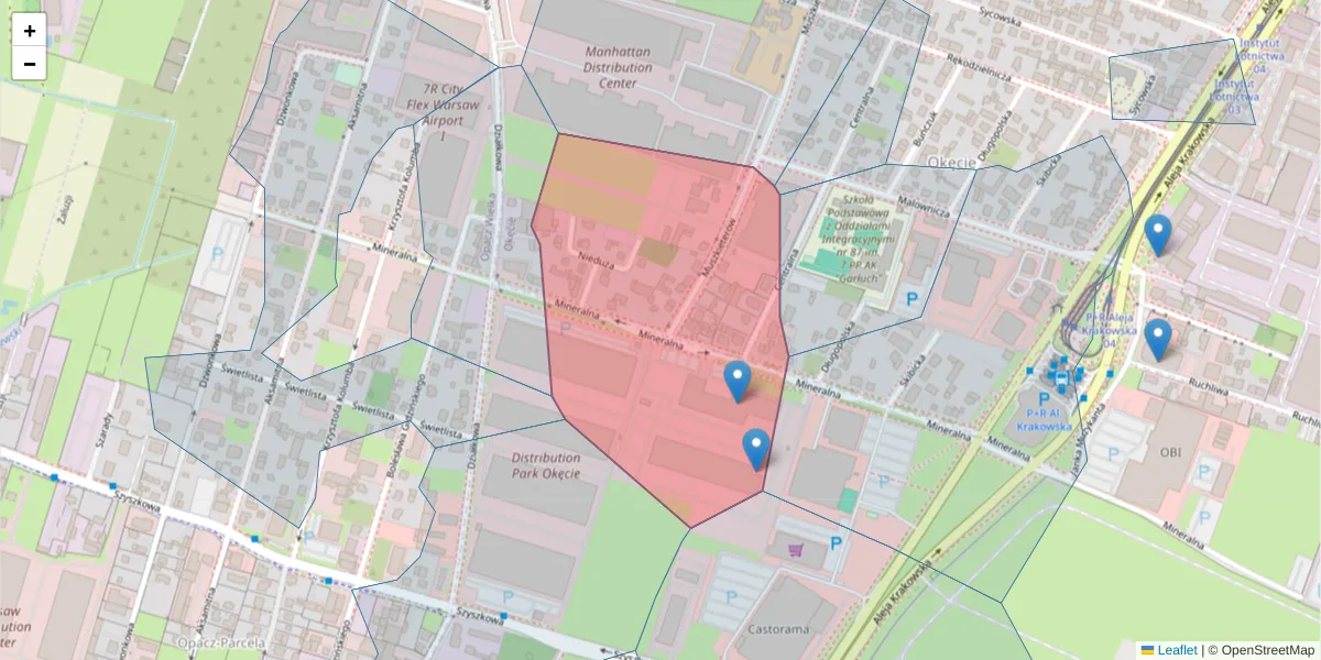 Szczegółowa mapa kodu pocztowego 02-274 z granicami, sąsiednimi kodami pocztowymi i urzędami pocztowymi