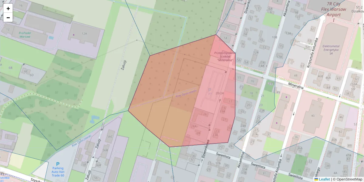 Szczegółowa mapa kodu pocztowego 02-290 z granicami, sąsiednimi kodami pocztowymi i urzędami pocztowymi