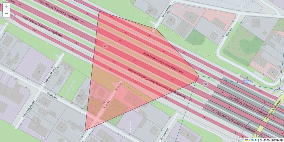 Szczegółowa mapa kodu pocztowego 02-296 z granicami, sąsiednimi kodami pocztowymi i urzędami pocztowymi