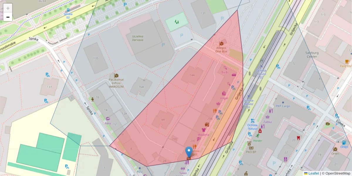 Szczegółowa mapa kodu pocztowego 02-301 z granicami, sąsiednimi kodami pocztowymi i urzędami pocztowymi
