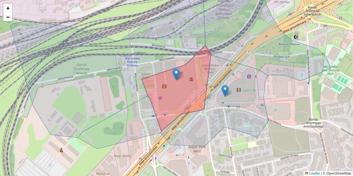 Szczegółowa mapa kodu pocztowego 02-326 z granicami, sąsiednimi kodami pocztowymi i urzędami pocztowymi