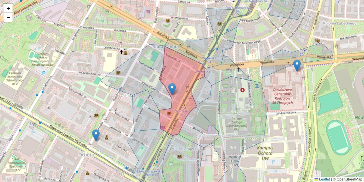 Szczegółowa mapa kodu pocztowego 02-339 z granicami, sąsiednimi kodami pocztowymi i urzędami pocztowymi