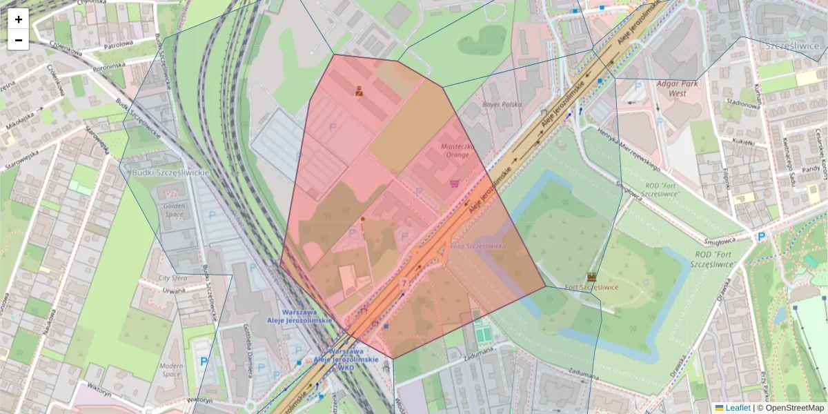 Szczegółowa mapa kodu pocztowego 02-342 z granicami, sąsiednimi kodami pocztowymi i urzędami pocztowymi