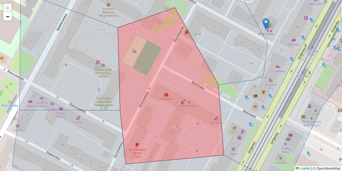 Szczegółowa mapa kodu pocztowego 02-349 z granicami, sąsiednimi kodami pocztowymi i urzędami pocztowymi