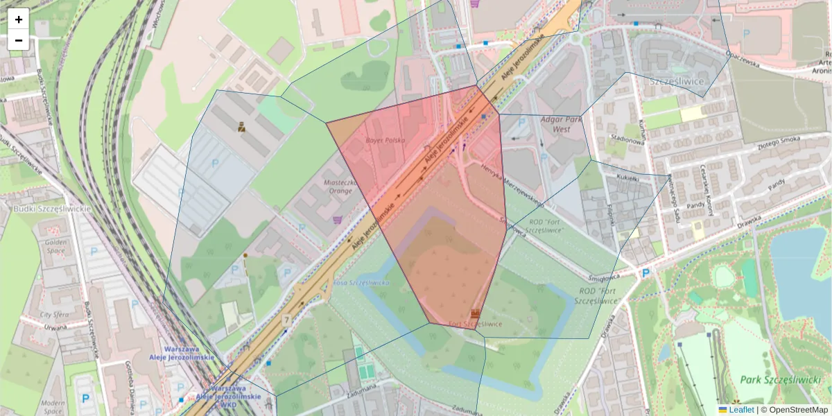 Szczegółowa mapa kodu pocztowego 02-352 z granicami, sąsiednimi kodami pocztowymi i urzędami pocztowymi
