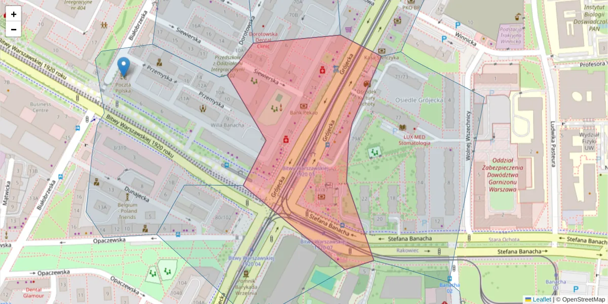 Szczegółowa mapa kodu pocztowego 02-359 z granicami, sąsiednimi kodami pocztowymi i urzędami pocztowymi