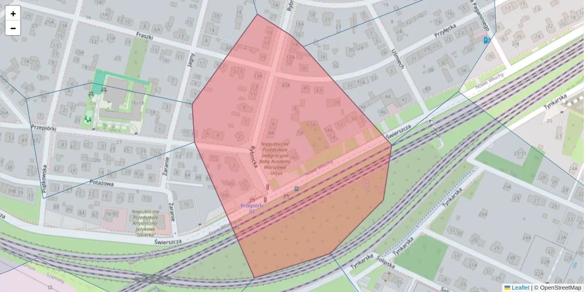 Szczegółowa mapa kodu pocztowego 02-405 z granicami, sąsiednimi kodami pocztowymi i urzędami pocztowymi