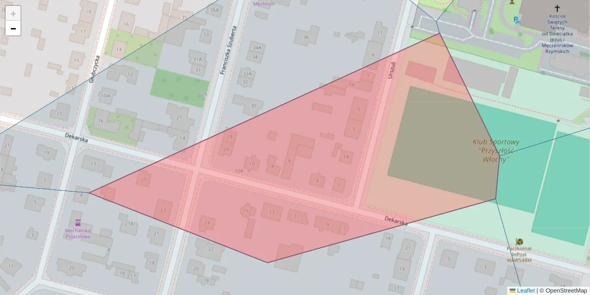 Szczegółowa mapa kodu pocztowego 02-413 z granicami, sąsiednimi kodami pocztowymi i urzędami pocztowymi