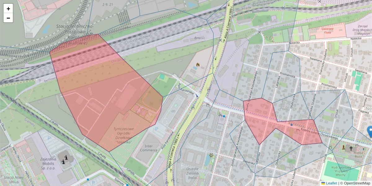 Szczegółowa mapa kodu pocztowego 02-414 z granicami, sąsiednimi kodami pocztowymi i urzędami pocztowymi
