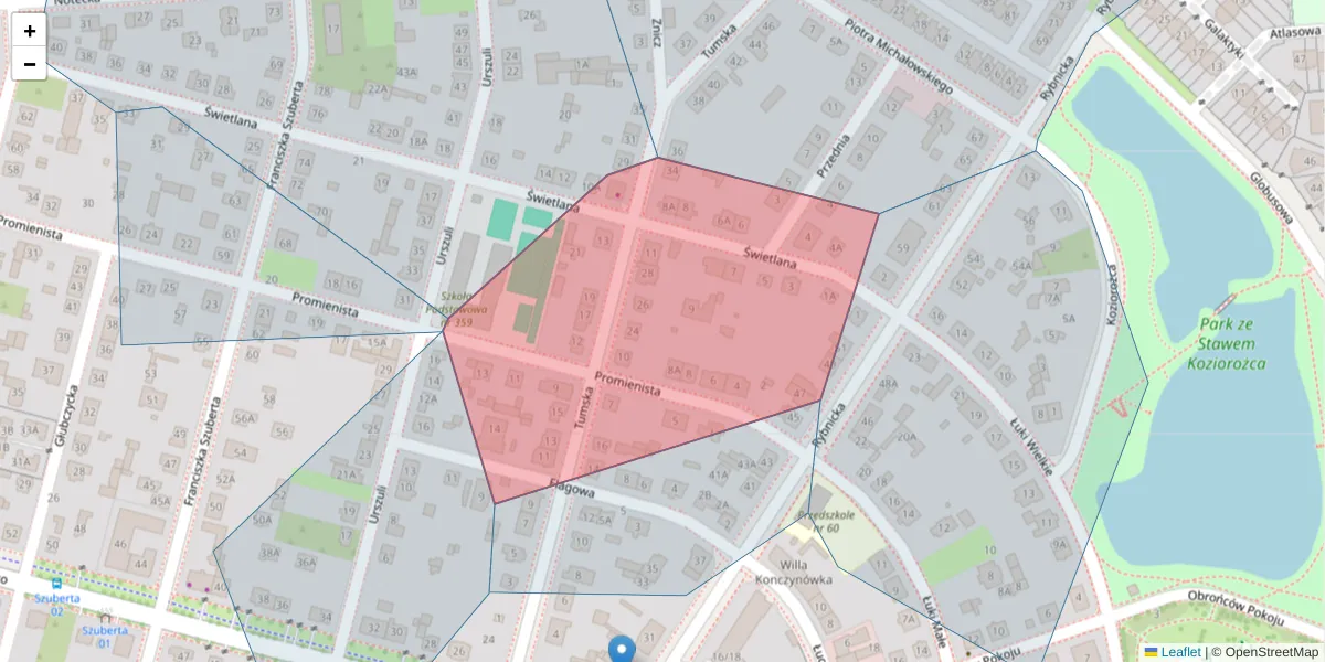 Szczegółowa mapa kodu pocztowego 02-430 z granicami, sąsiednimi kodami pocztowymi i urzędami pocztowymi