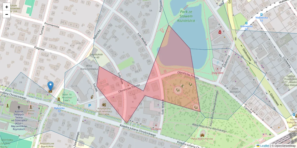 Szczegółowa mapa kodu pocztowego 02-435 z granicami, sąsiednimi kodami pocztowymi i urzędami pocztowymi
