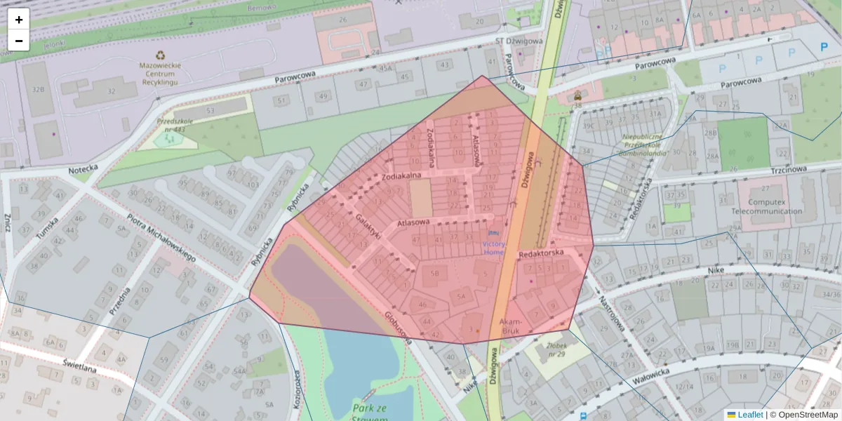 Szczegółowa mapa kodu pocztowego 02-437 z granicami, sąsiednimi kodami pocztowymi i urzędami pocztowymi