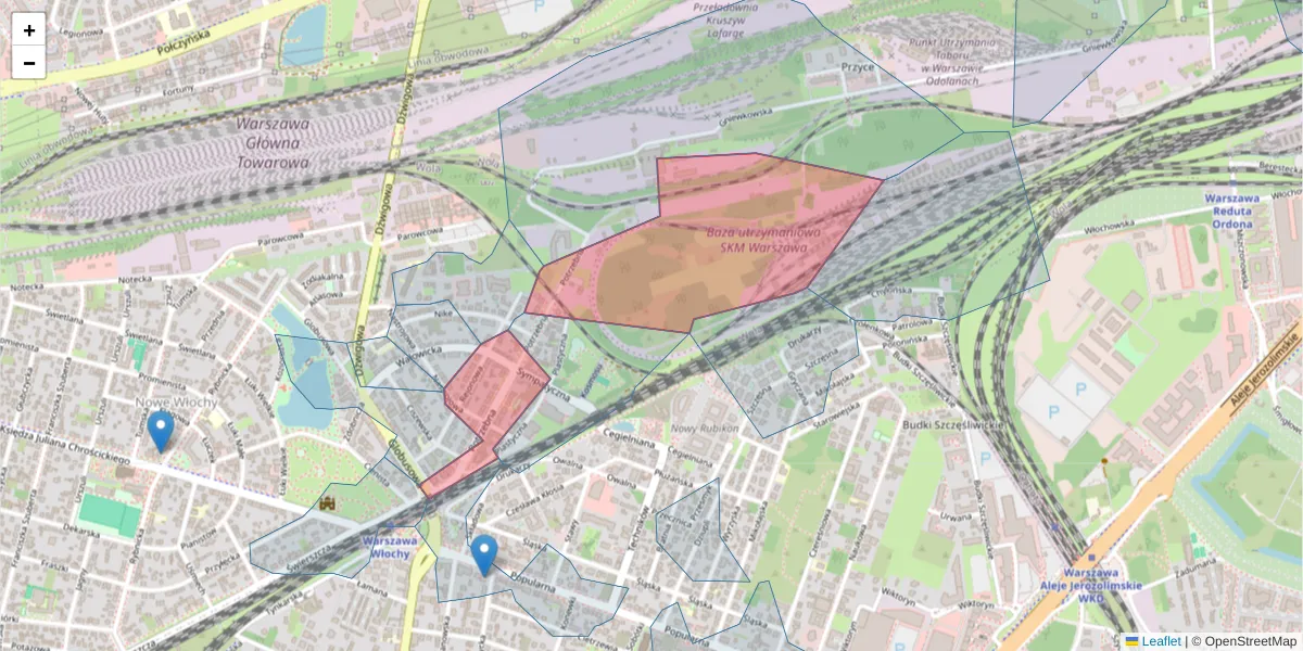Szczegółowa mapa kodu pocztowego 02-448 z granicami, sąsiednimi kodami pocztowymi i urzędami pocztowymi