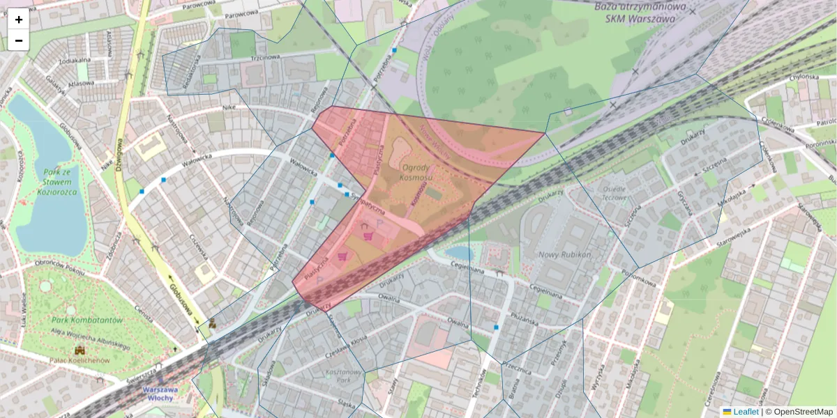 Szczegółowa mapa kodu pocztowego 02-449 z granicami, sąsiednimi kodami pocztowymi i urzędami pocztowymi