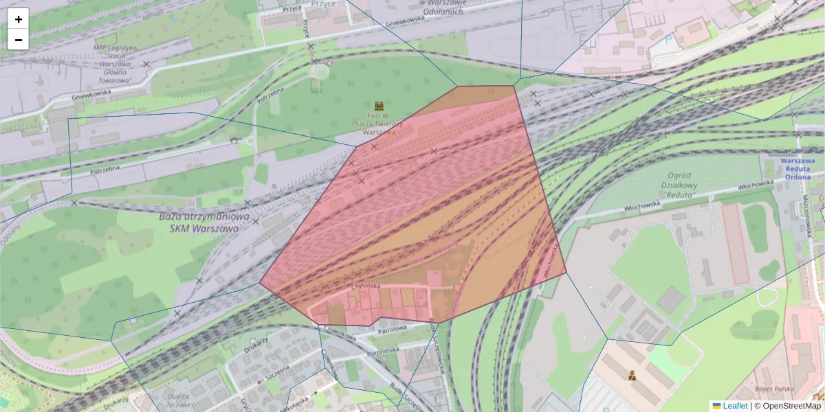Szczegółowa mapa kodu pocztowego 02-453 z granicami, sąsiednimi kodami pocztowymi i urzędami pocztowymi