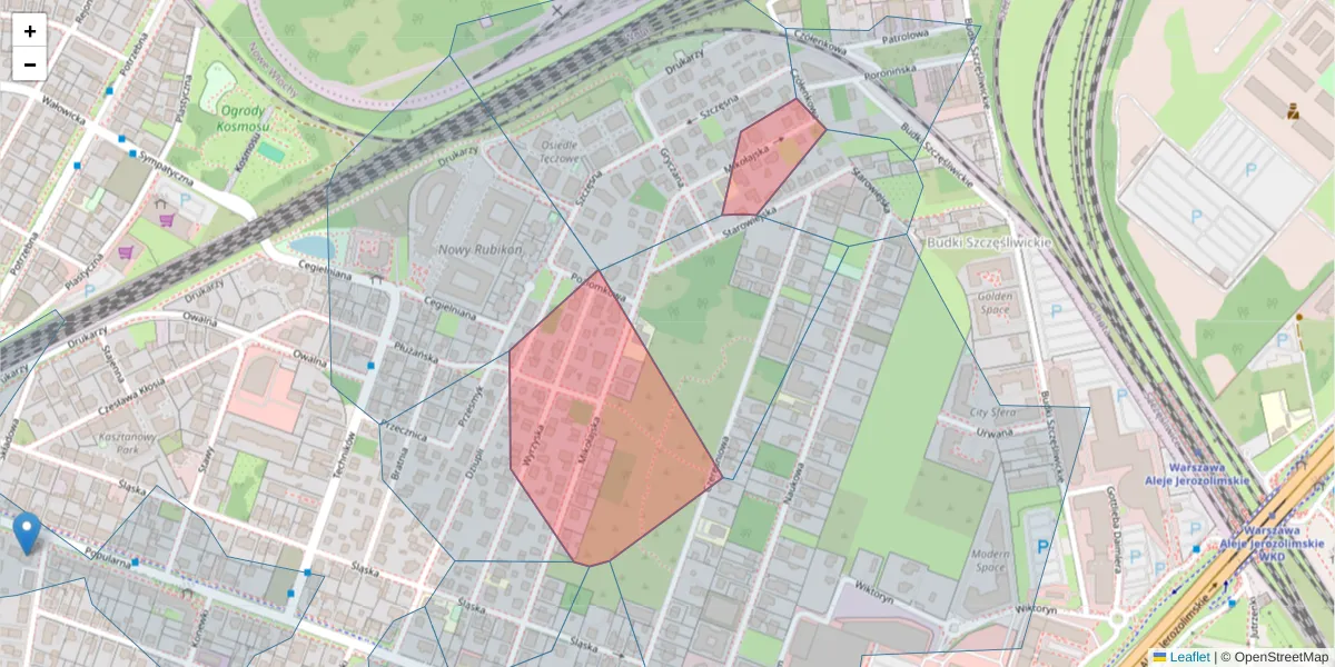 Szczegółowa mapa kodu pocztowego 02-455 z granicami, sąsiednimi kodami pocztowymi i urzędami pocztowymi