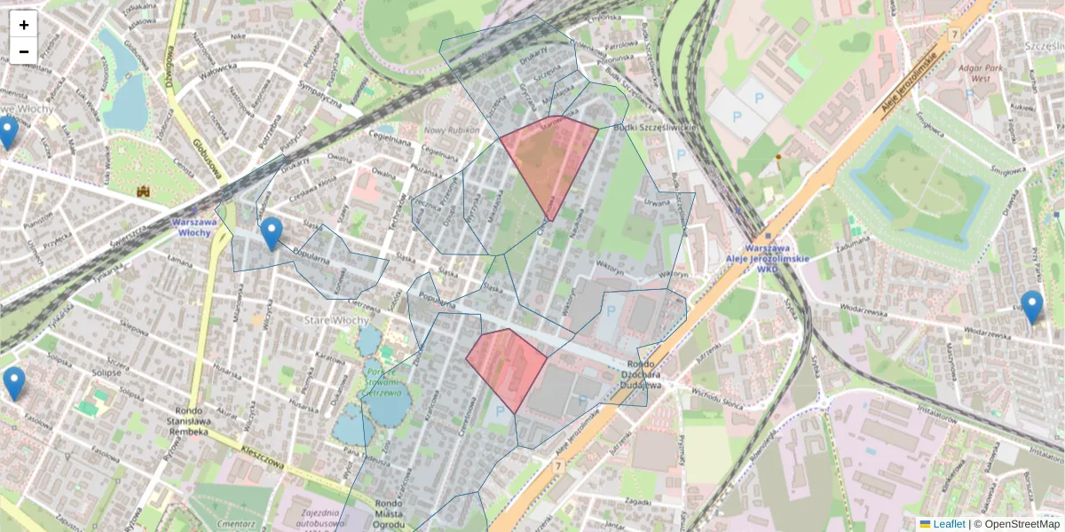 Szczegółowa mapa kodu pocztowego 02-456 z granicami, sąsiednimi kodami pocztowymi i urzędami pocztowymi