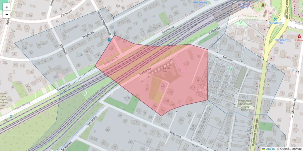 Szczegółowa mapa kodu pocztowego 02-481 z granicami, sąsiednimi kodami pocztowymi i urzędami pocztowymi