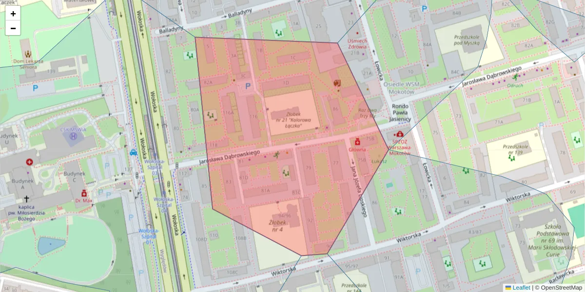 Szczegółowa mapa kodu pocztowego 02-503 z granicami, sąsiednimi kodami pocztowymi i urzędami pocztowymi