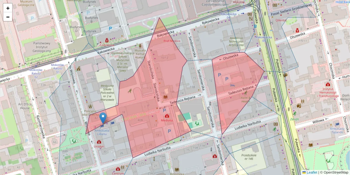Szczegółowa mapa kodu pocztowego 02-516 z granicami, sąsiednimi kodami pocztowymi i urzędami pocztowymi