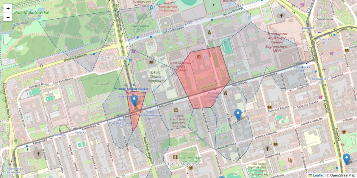 Szczegółowa mapa kodu pocztowego 02-519 z granicami, sąsiednimi kodami pocztowymi i urzędami pocztowymi
