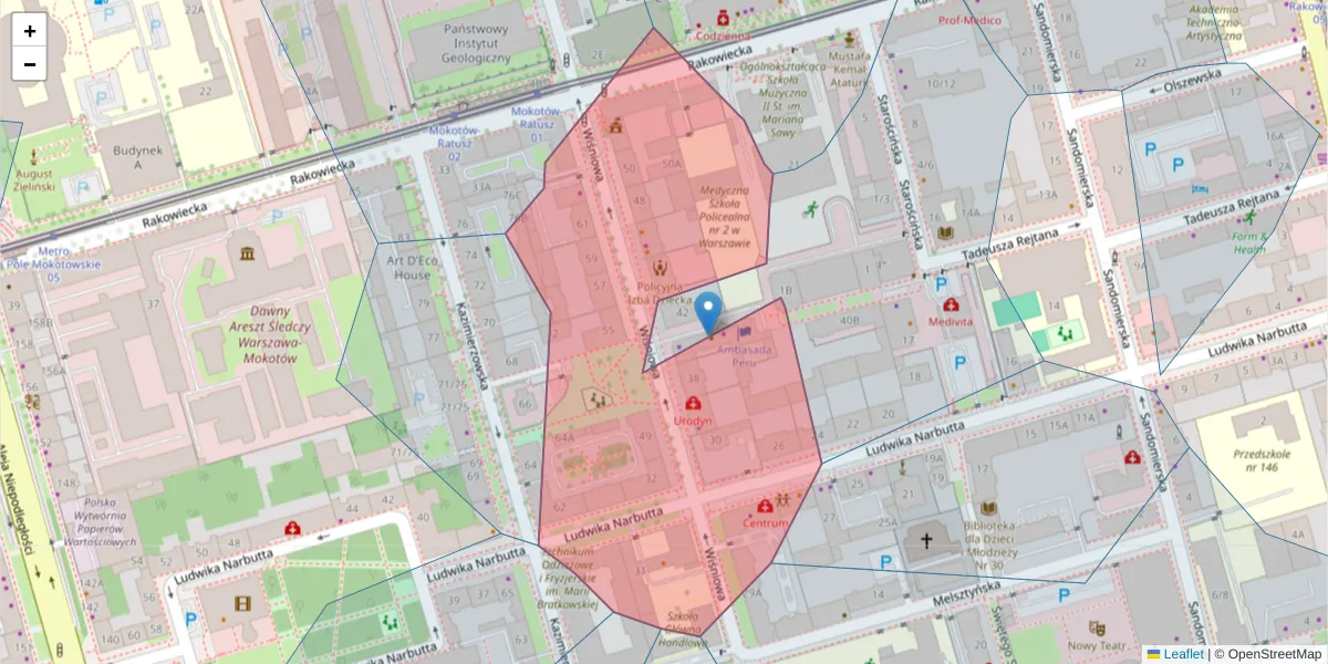Szczegółowa mapa kodu pocztowego 02-520 z granicami, sąsiednimi kodami pocztowymi i urzędami pocztowymi