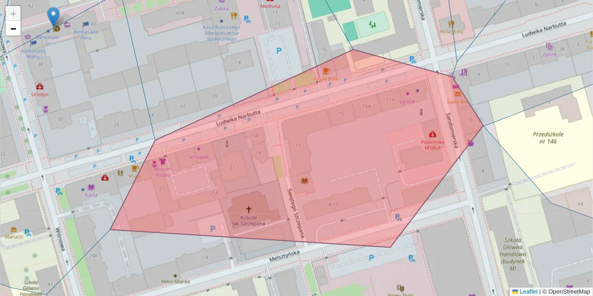 Szczegółowa mapa kodu pocztowego 02-537 z granicami, sąsiednimi kodami pocztowymi i urzędami pocztowymi
