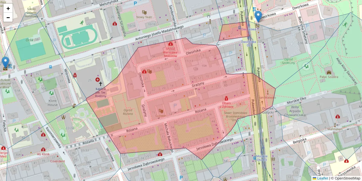 Szczegółowa mapa kodu pocztowego 02-548 z granicami, sąsiednimi kodami pocztowymi i urzędami pocztowymi