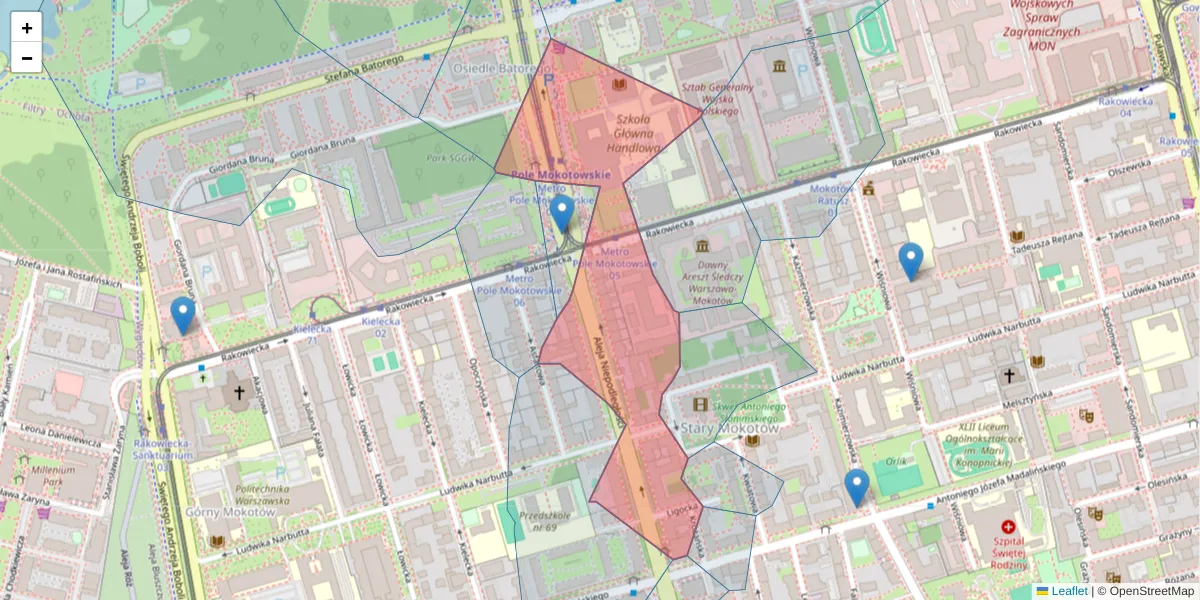 Szczegółowa mapa kodu pocztowego 02-554 z granicami, sąsiednimi kodami pocztowymi i urzędami pocztowymi