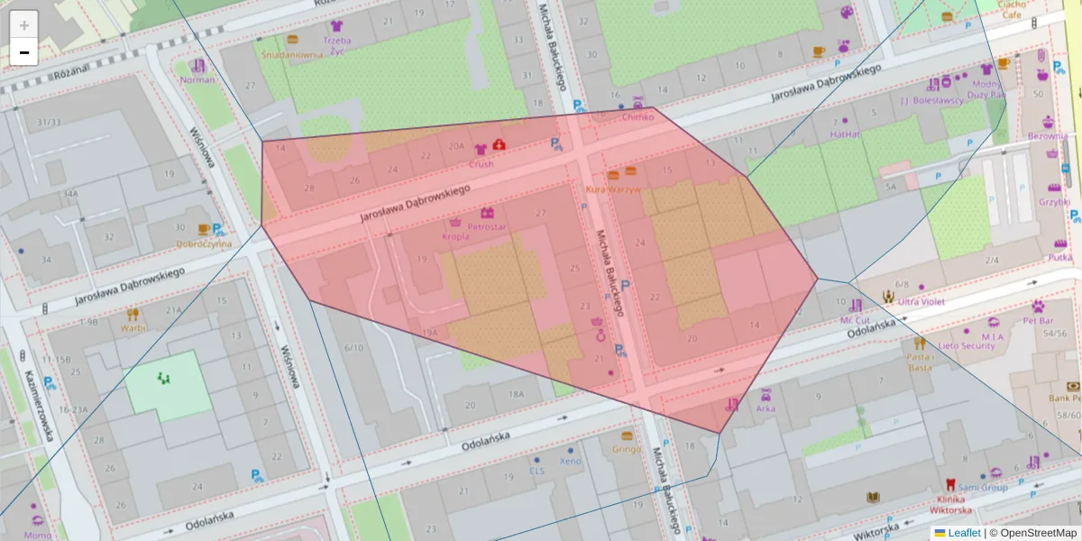 Szczegółowa mapa kodu pocztowego 02-557 z granicami, sąsiednimi kodami pocztowymi i urzędami pocztowymi