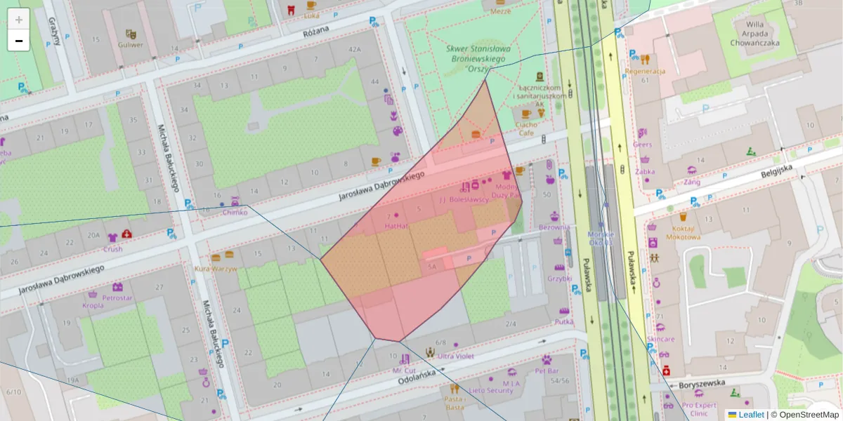 Szczegółowa mapa kodu pocztowego 02-558 z granicami, sąsiednimi kodami pocztowymi i urzędami pocztowymi