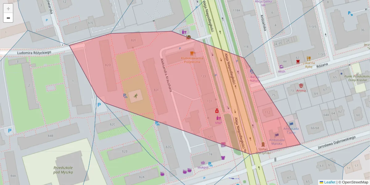 Szczegółowa mapa kodu pocztowego 02-570 z granicami, sąsiednimi kodami pocztowymi i urzędami pocztowymi