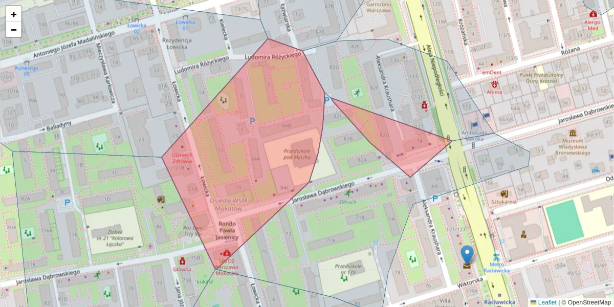 Szczegółowa mapa kodu pocztowego 02-571 z granicami, sąsiednimi kodami pocztowymi i urzędami pocztowymi