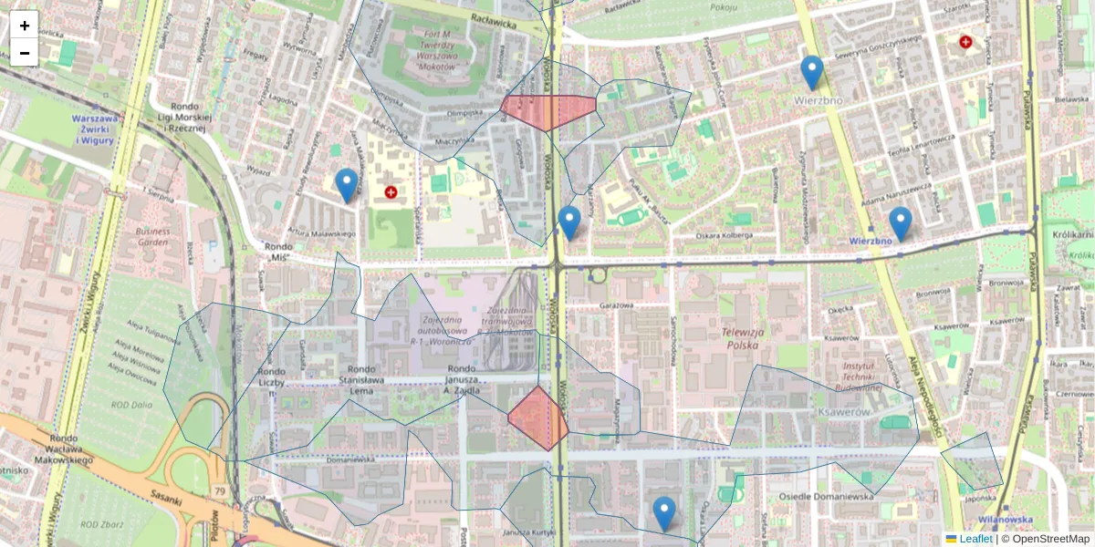 Szczegółowa mapa kodu pocztowego 02-583 z granicami, sąsiednimi kodami pocztowymi i urzędami pocztowymi