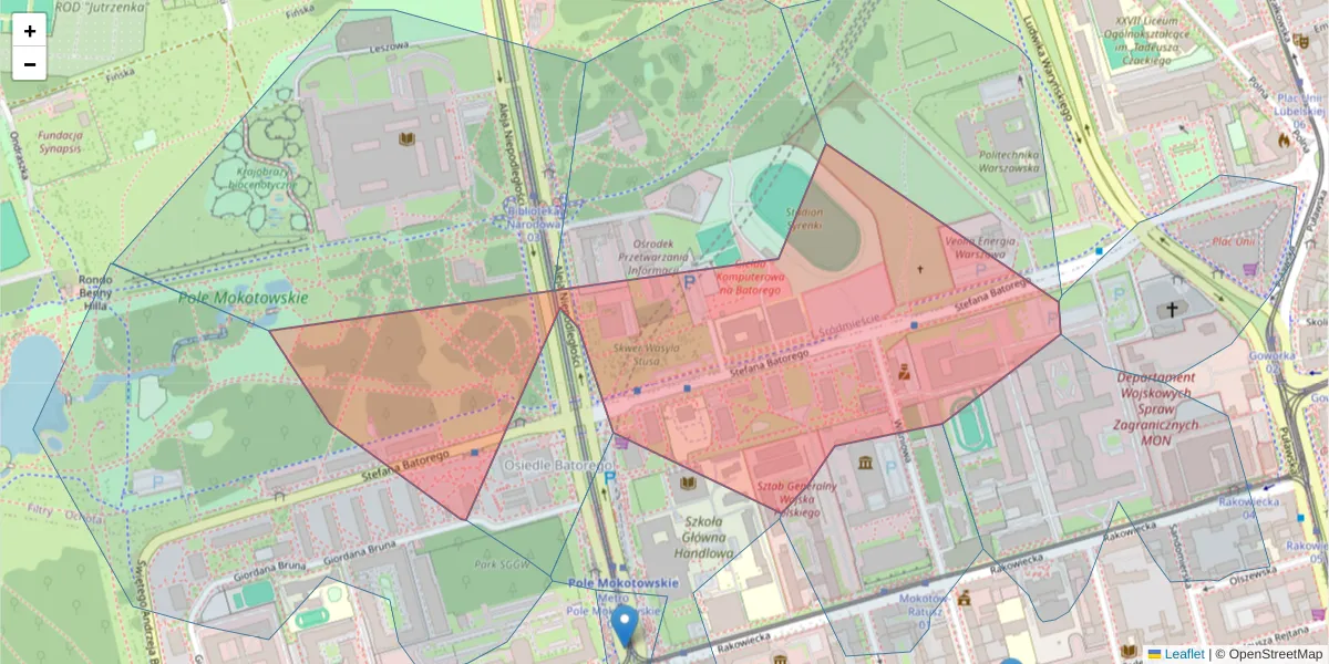 Szczegółowa mapa kodu pocztowego 02-591 z granicami, sąsiednimi kodami pocztowymi i urzędami pocztowymi