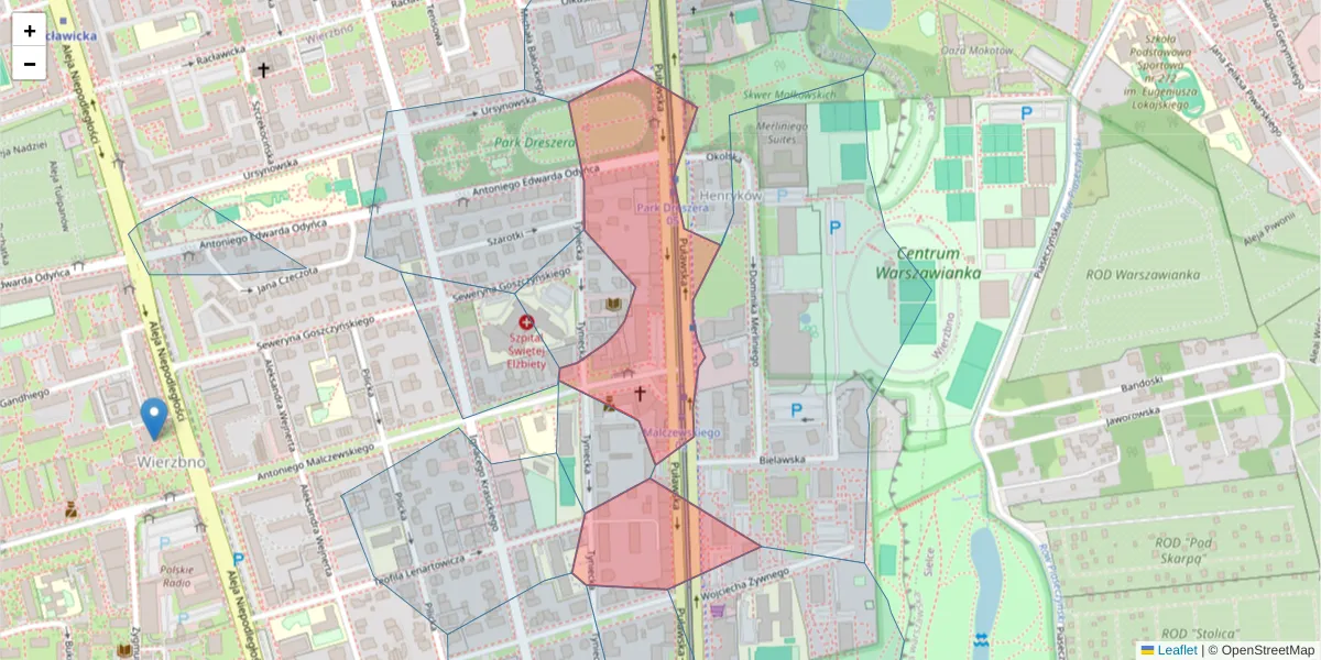 Szczegółowa mapa kodu pocztowego 02-620 z granicami, sąsiednimi kodami pocztowymi i urzędami pocztowymi