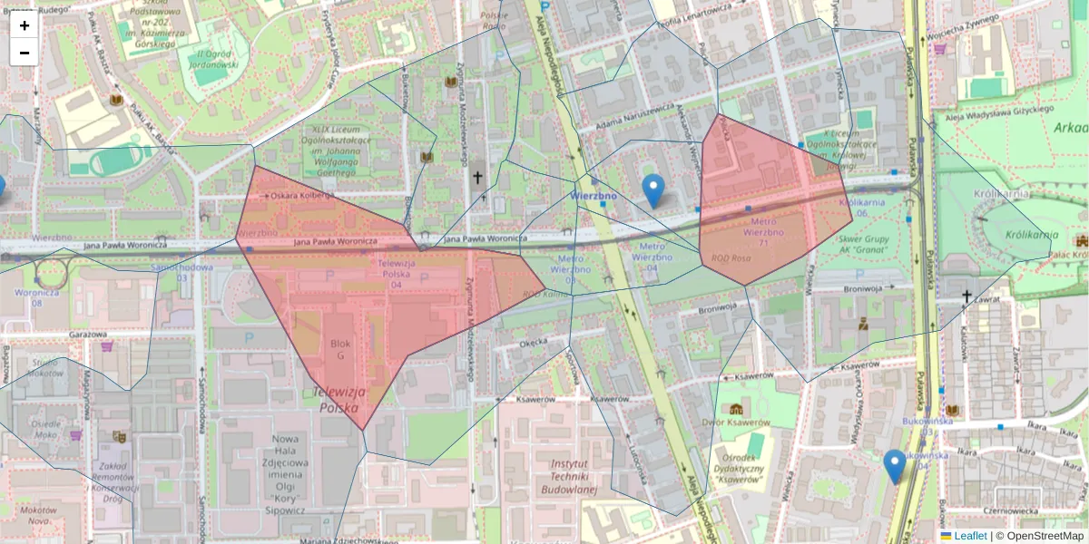 Szczegółowa mapa kodu pocztowego 02-625 z granicami, sąsiednimi kodami pocztowymi i urzędami pocztowymi